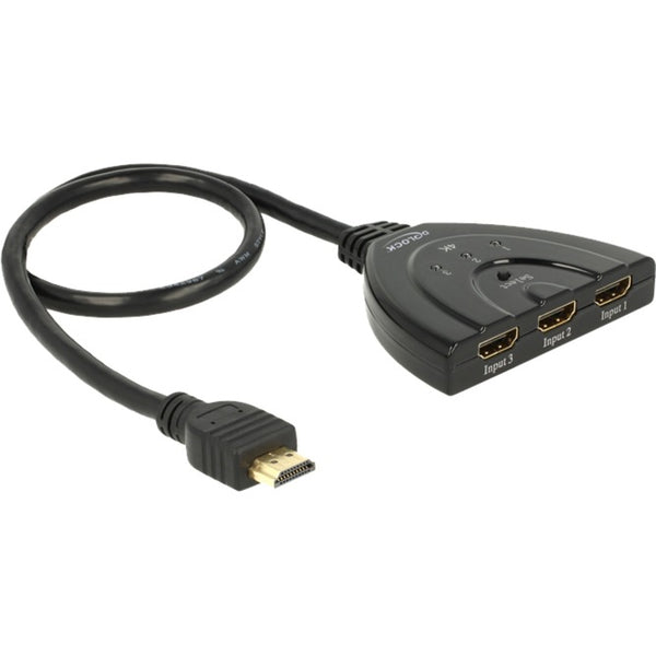 Delock 3 x HDMI in > 1 x HDMI out HDMI switch (black, 50 centimeter, 4k)