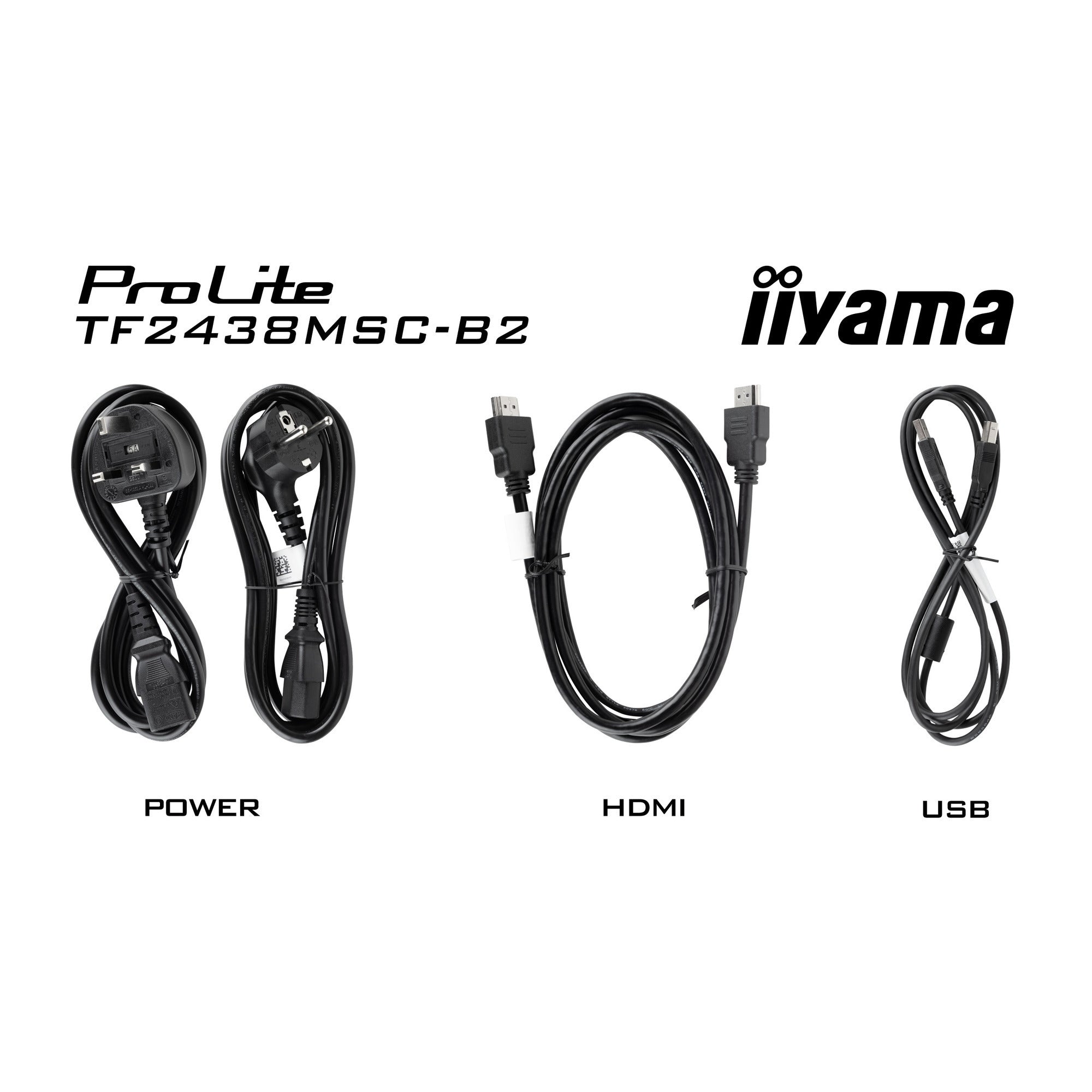 Iiyama prolite tf2438msc-b2 23.8 monitor (zwart, 120 hz, hdmi, displayport, audio, usb, touch)