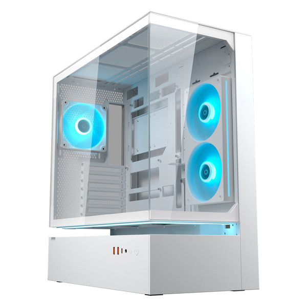 Cougar cfv235 midi tower behuizing (wit | 2x usb-a | 1x usb-c | rgb | tempered glass)