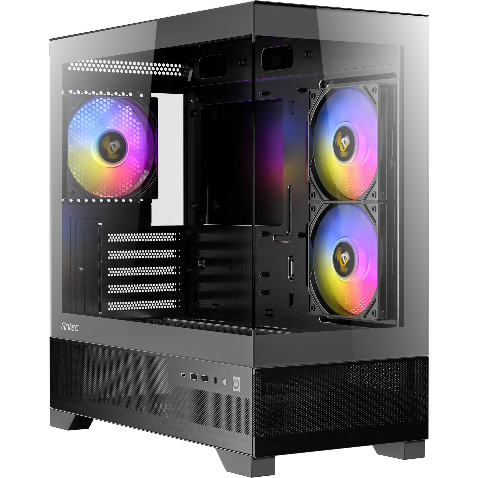 Antec cx500m argb mini tower behuizing (zwart | 2x usb-a | 1x usb-c | tempered glass)