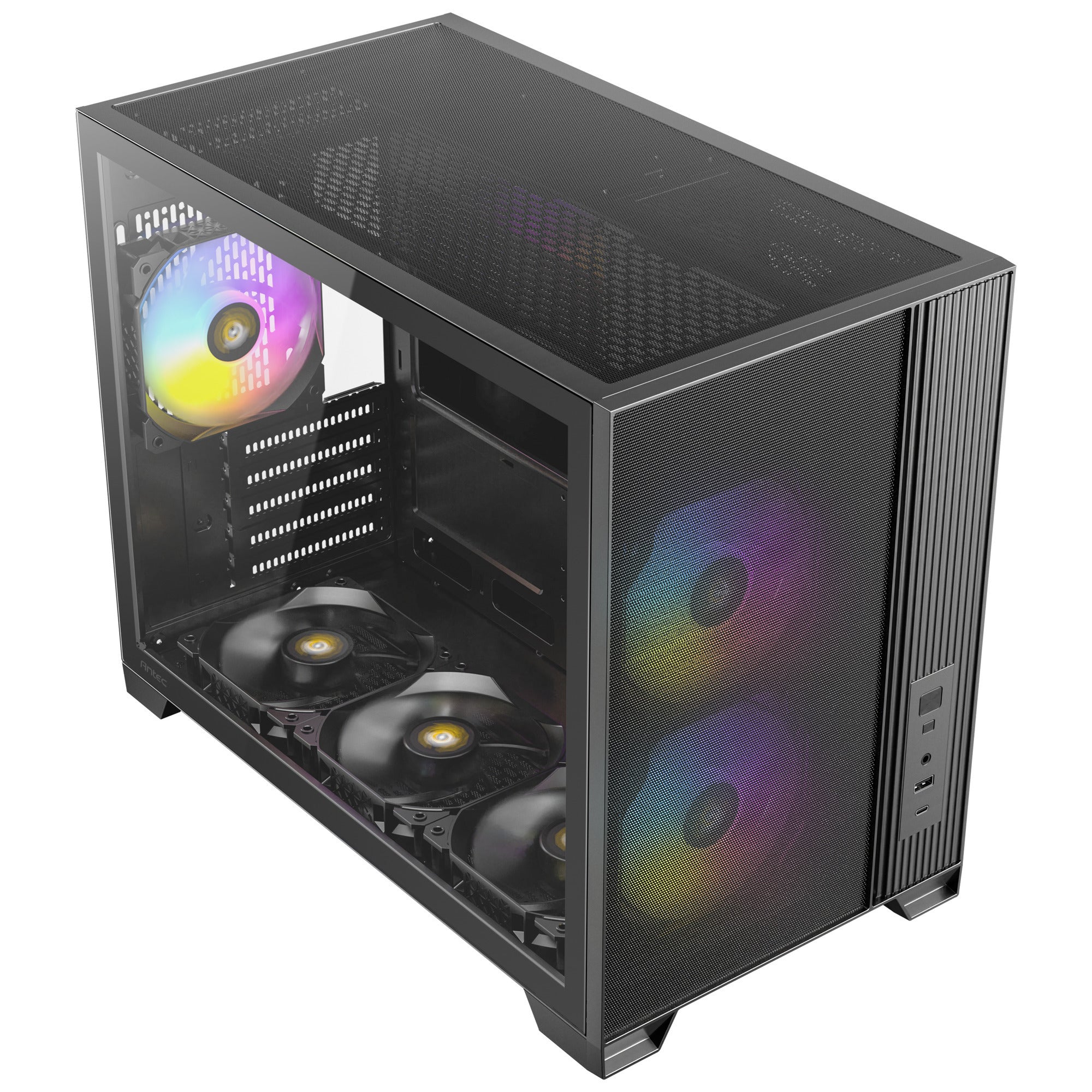 Antec flux m mini tower behuizing (zwart | 1x usb-a | 1x usb-c | tempered glass)