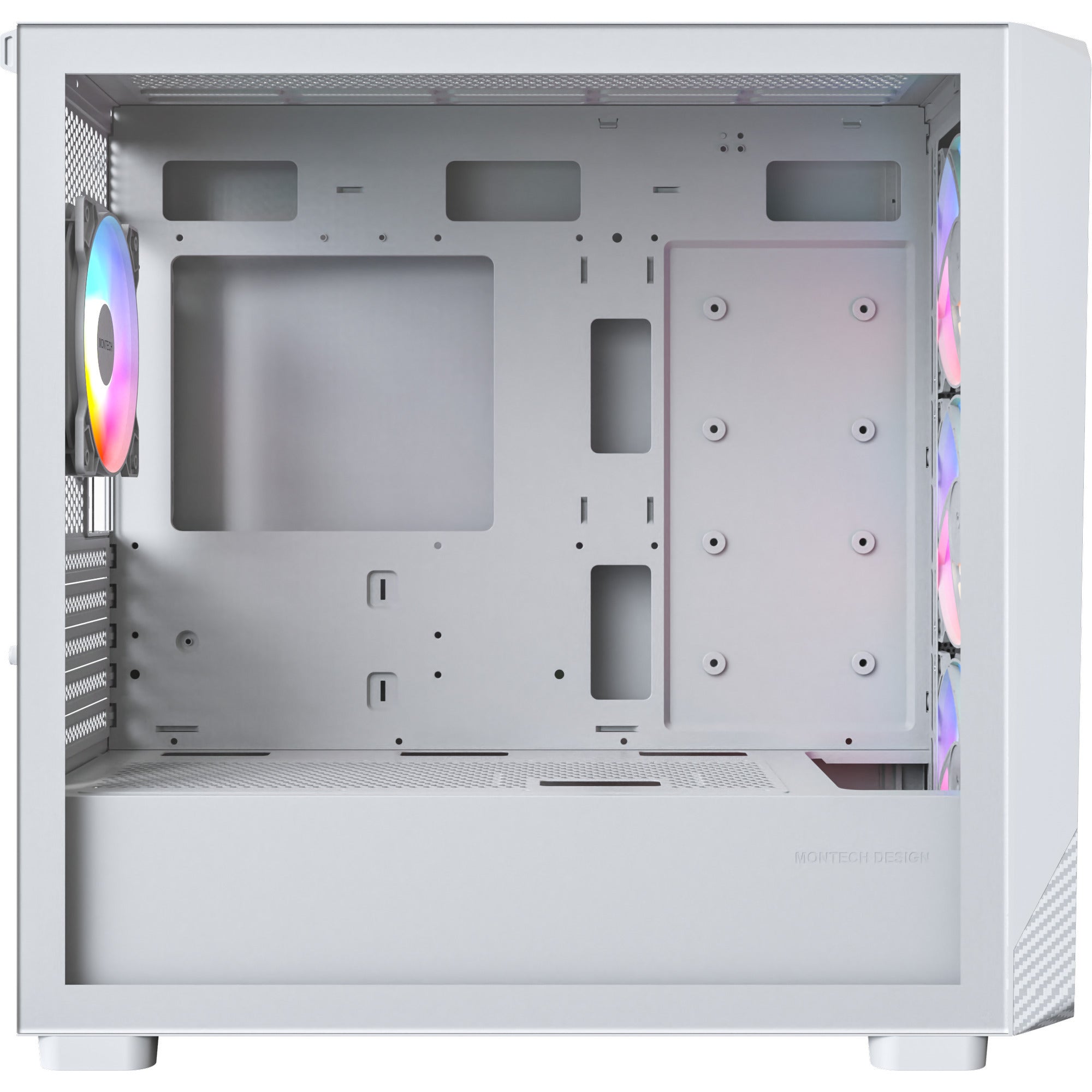 Montech x5m midi tower behuizing (wit | 2x usb-a | 1x usb-c | rgb | tempered glass)
