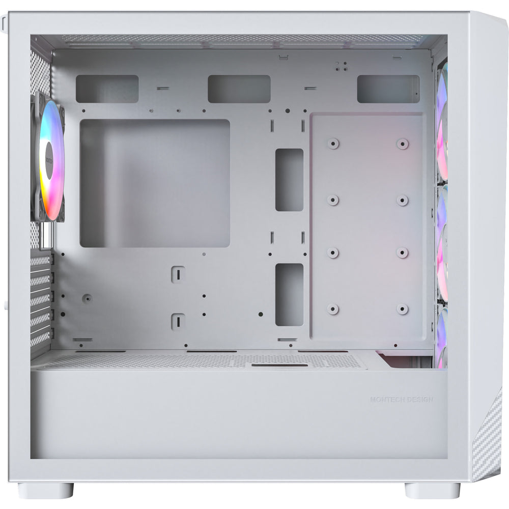 Montech x5m midi tower behuizing (wit | 2x usb-a | 1x usb-c | rgb | tempered glass)