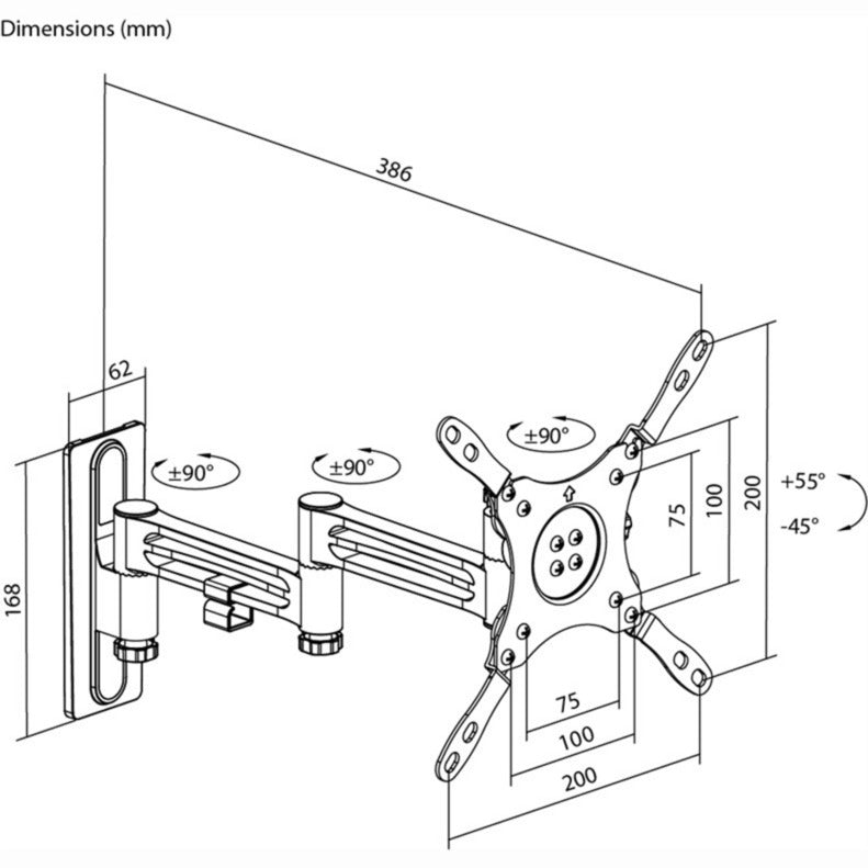 Goobay tv wall mount caravan fullmotion (m), 13 to 43 inch wandmontage (zilver)