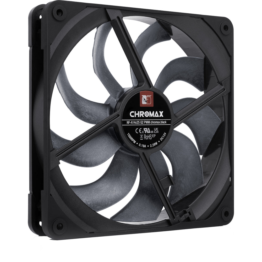 Noctua nf-a14x25 g2 pwm chromax.black case fan (zwart, 140 x 140 x 25 mm)