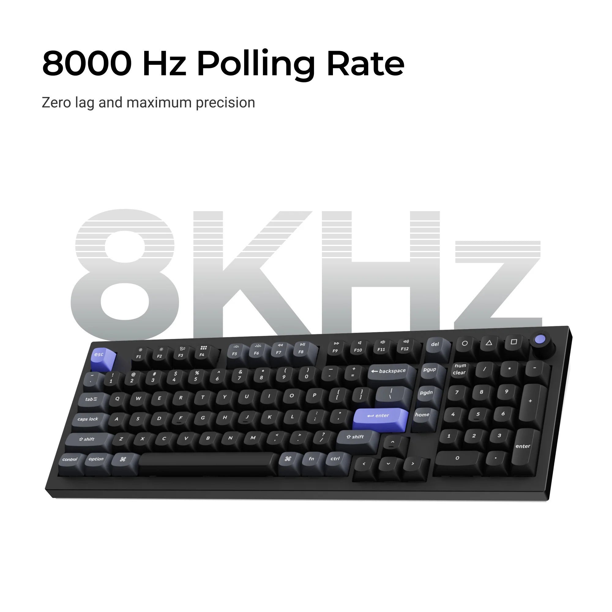 Keychron q5 he 8k magnetic switch keyboard (zwart, us lay-out (qwerty), ultra-fast lime, 96%, rgb leds, osa double-shot pbt, hot swap, knob)
