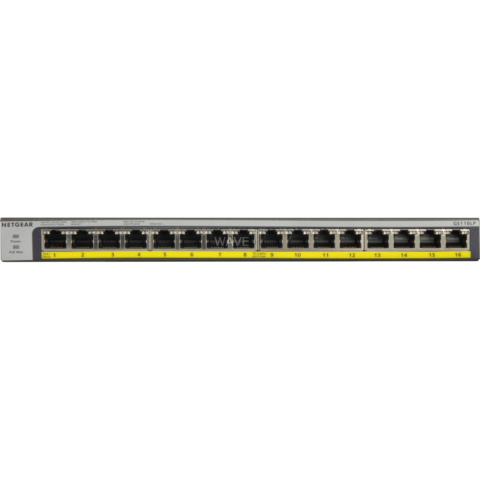 Netgear Netgear GS116LP 16-poorts PoE PoE+ Gigabit Ethernet Onbeheerd