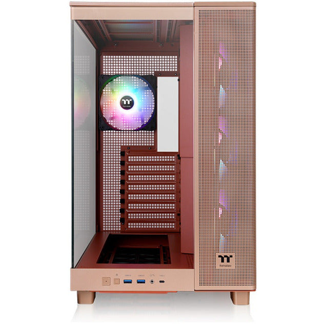 Thermaltake view 380 xl tg argb gravel sand midi tower behuizing (lichtbruin | 2x usb-a | 1x usb-c | rgb | window)