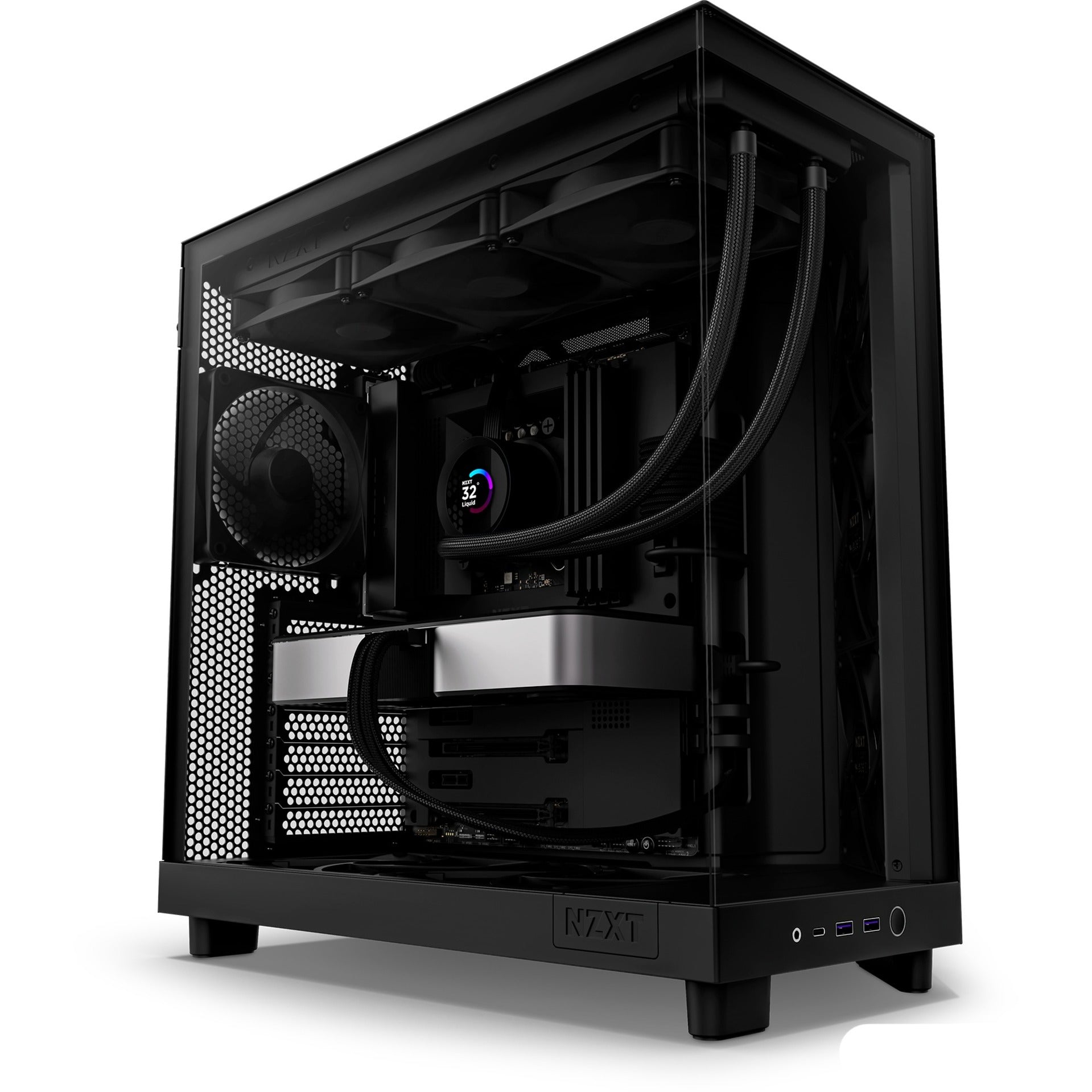 Nzxt h6 flow midi tower behuizing (zwart | 2x usb-a | 1x usb-c | tempered glass)
