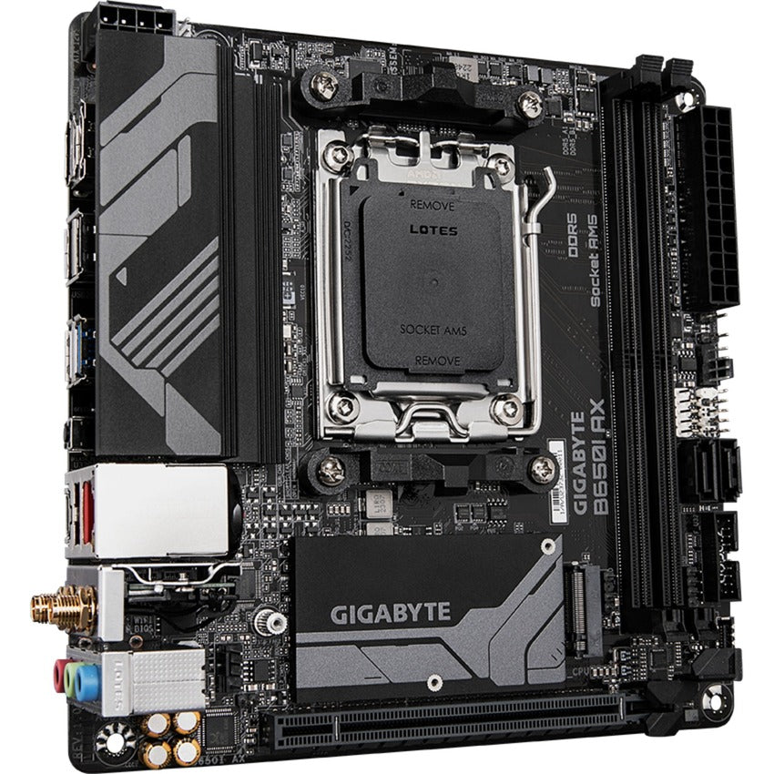 Gigabyte b650i ax socket am5 moederbord (zwart grijs, raid, 2.5 gb-lan, wlan, bt, sound, mini-itx)