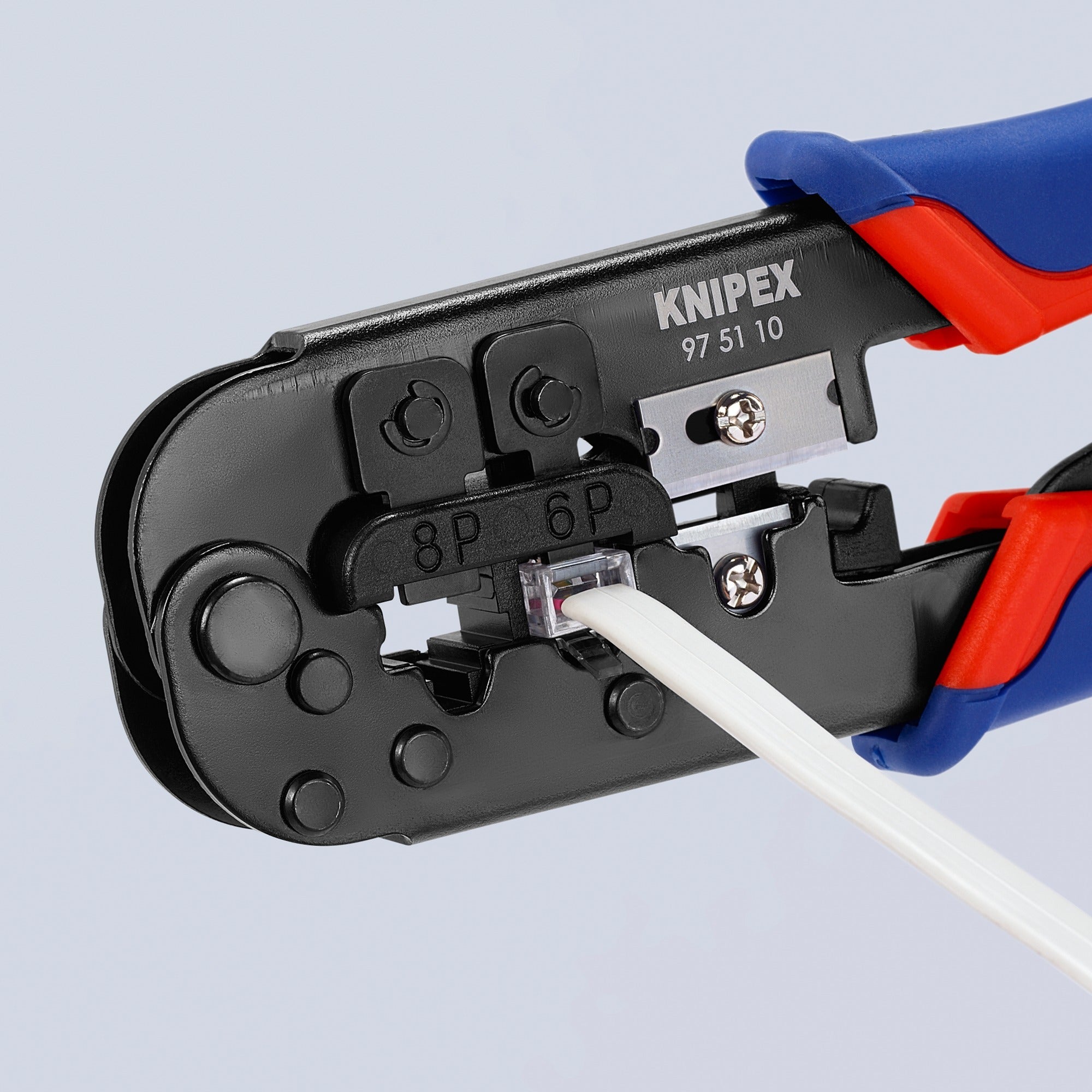 Knipex crimping tool 97 51 10 SB (blue red, RJ-11 12 and RJ-45 plug)