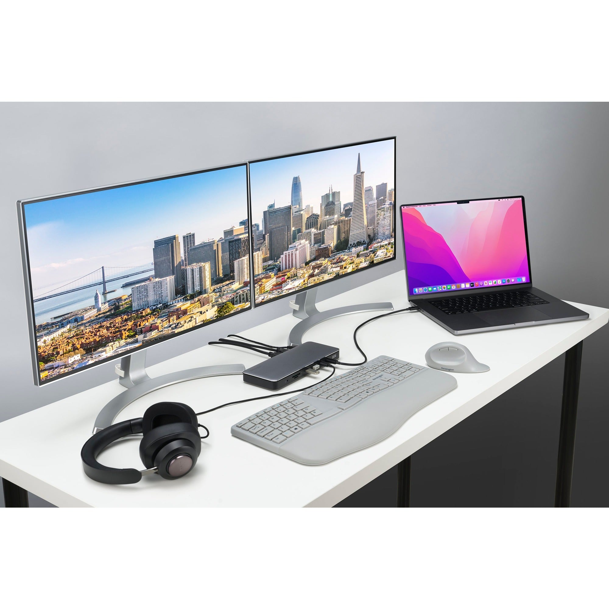 Kensington sd5760t dockingstation (zilver zwart, thunderbolt 4, usb-c, usb-a, hdmi, pd)