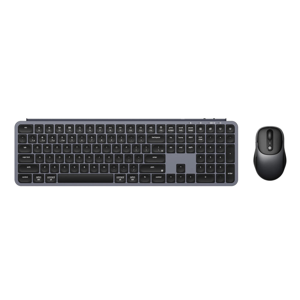 Keychron b6 pro keyboard and bm24 mouse wireless combo desktopset (grijs, us lay-out (qwerty), scissor switches, 100%, 100 - 2400 dpi, abs keycaps, 2.4 ghz bluetooth usb)
