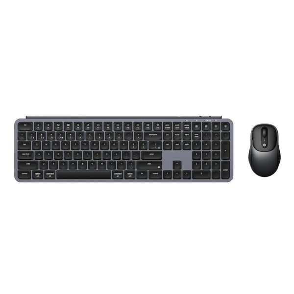 Keychron b6 pro keyboard and bm24 mouse wireless combo desktopset (grijs, us lay-out (qwerty), scissor switches, 100%, 100 - 2400 dpi, abs keycaps, 2.4 ghz bluetooth usb)