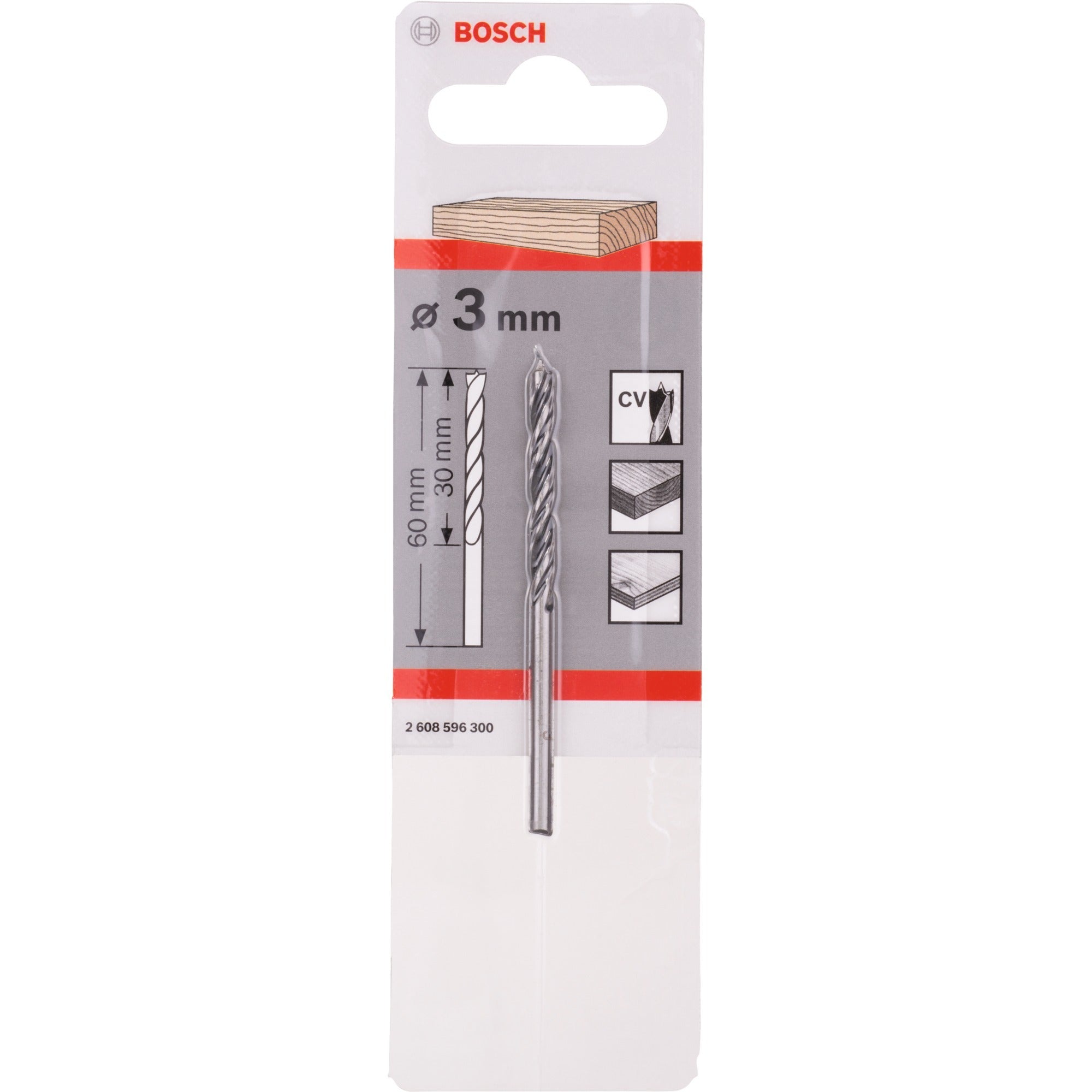 Bosch houtspiraalboor standaard 3mm boren (werklengte 33mm)