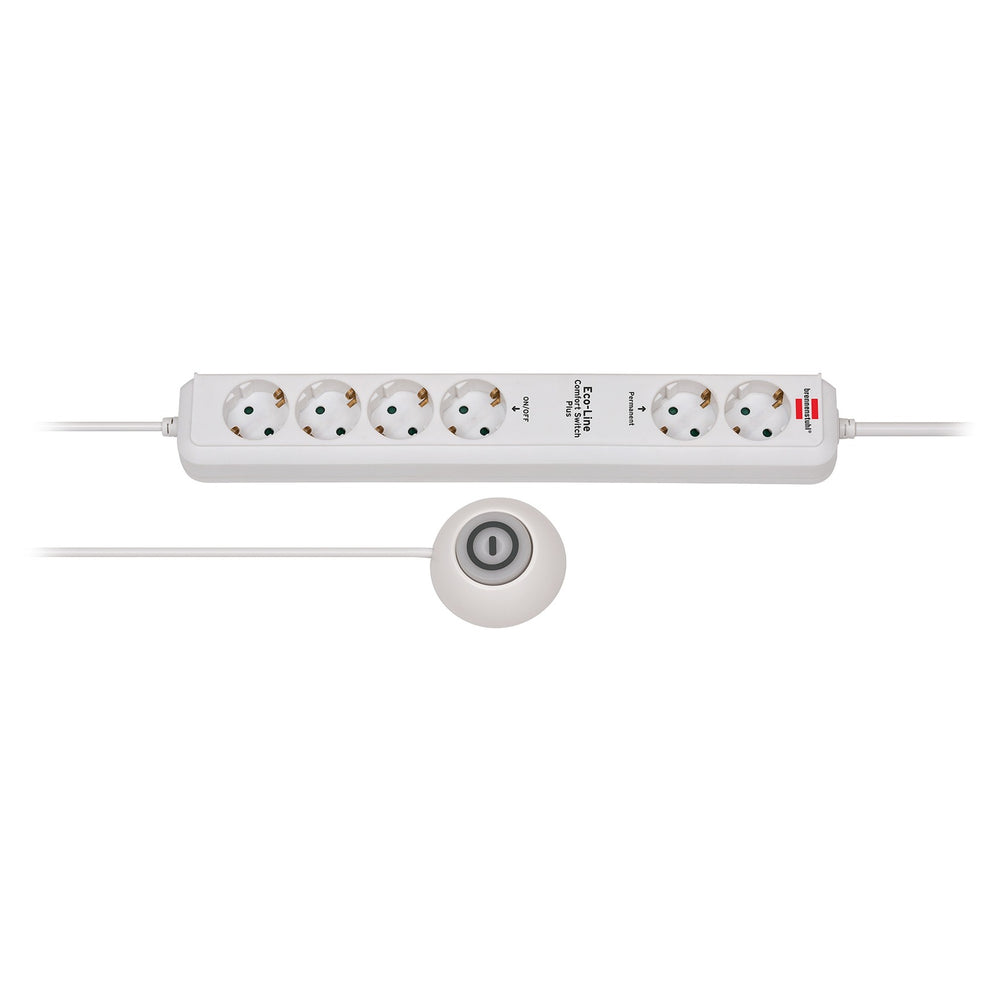 Brennenstuhl eco-line stekkerdoos comfort switch plus el csp 24 6-voudig wit 1,5m h05vv-f 3g1,5 2 permanente, 4 schakelbare externe voetschakelaar