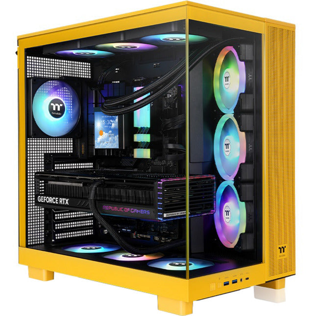 Thermaltake view 380 xl tg argb bumblebee midi tower behuizing (donkergeel | 2x usb-a | 1x usb-c | rgb | window)