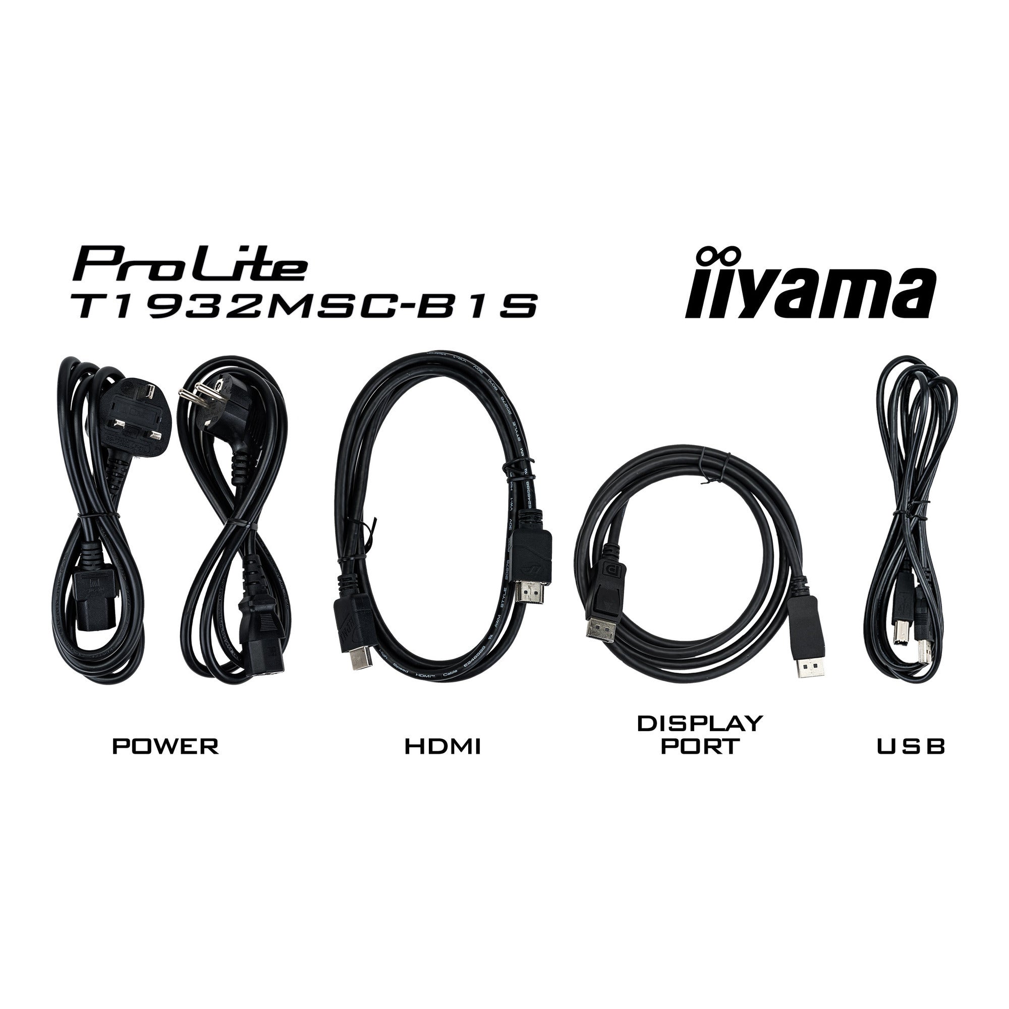 Iiyama prolite t1932msc-b2s 19 touchscreen monitor (zwart, vga, hdmi, displayport, audio, touchscreen)