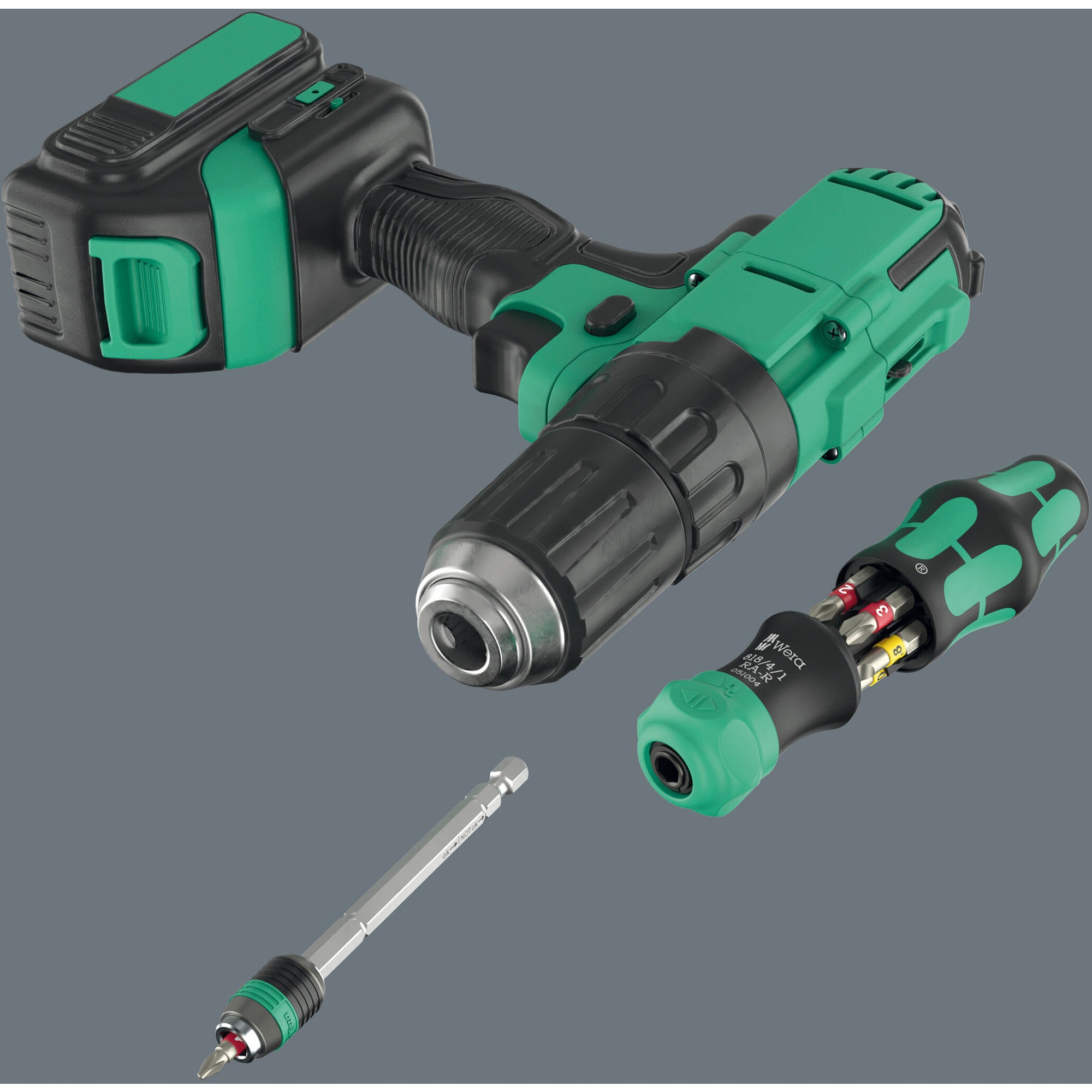 Wera kraftform kompakt 25 ra-r met etui, 6‑delig bitset (zwart groen)