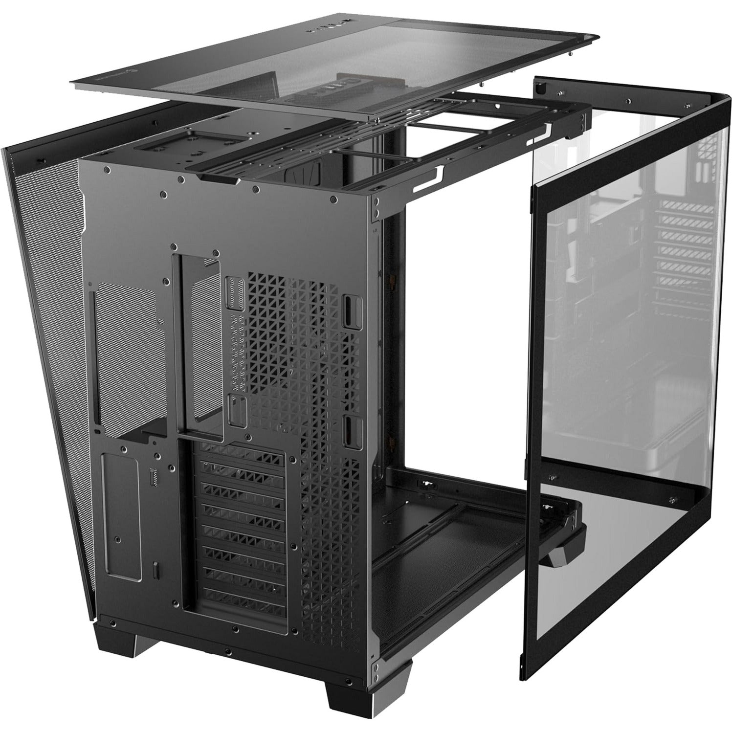 Antec c8 curve wood midi tower behuizing (zwart houtkleur | 2x usb-a | 1x usb-c | tempered glass)