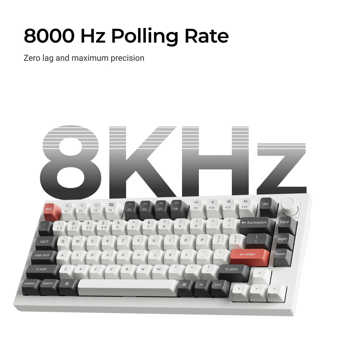 Keychron q1 ultra-m3 8k wireless custom mechanical keyboard (zwart, us lay-out (qwerty), silk pom brown, 75%, rgb, hot swap, 8k, 2.4 ghz | bluetooth 5.2 | usb-c)