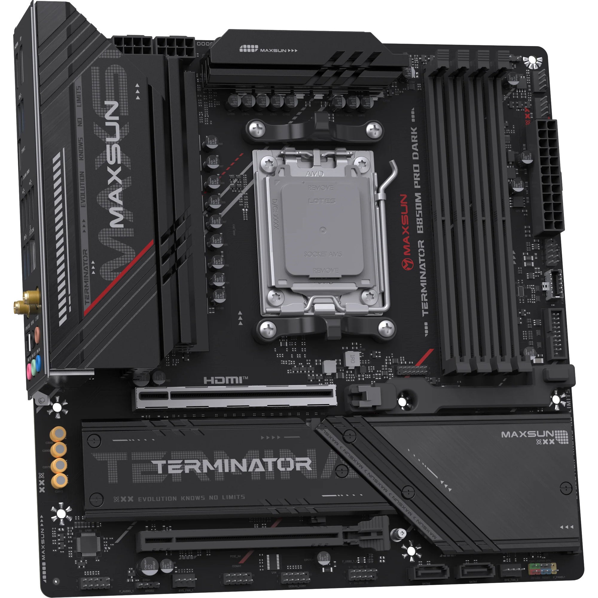 Maxsun ms-terminator b850m pro dark wifi socket am5 moederbord (zwart, raid, 2.5 gb-lan, wlan, bt, sound, µatx)