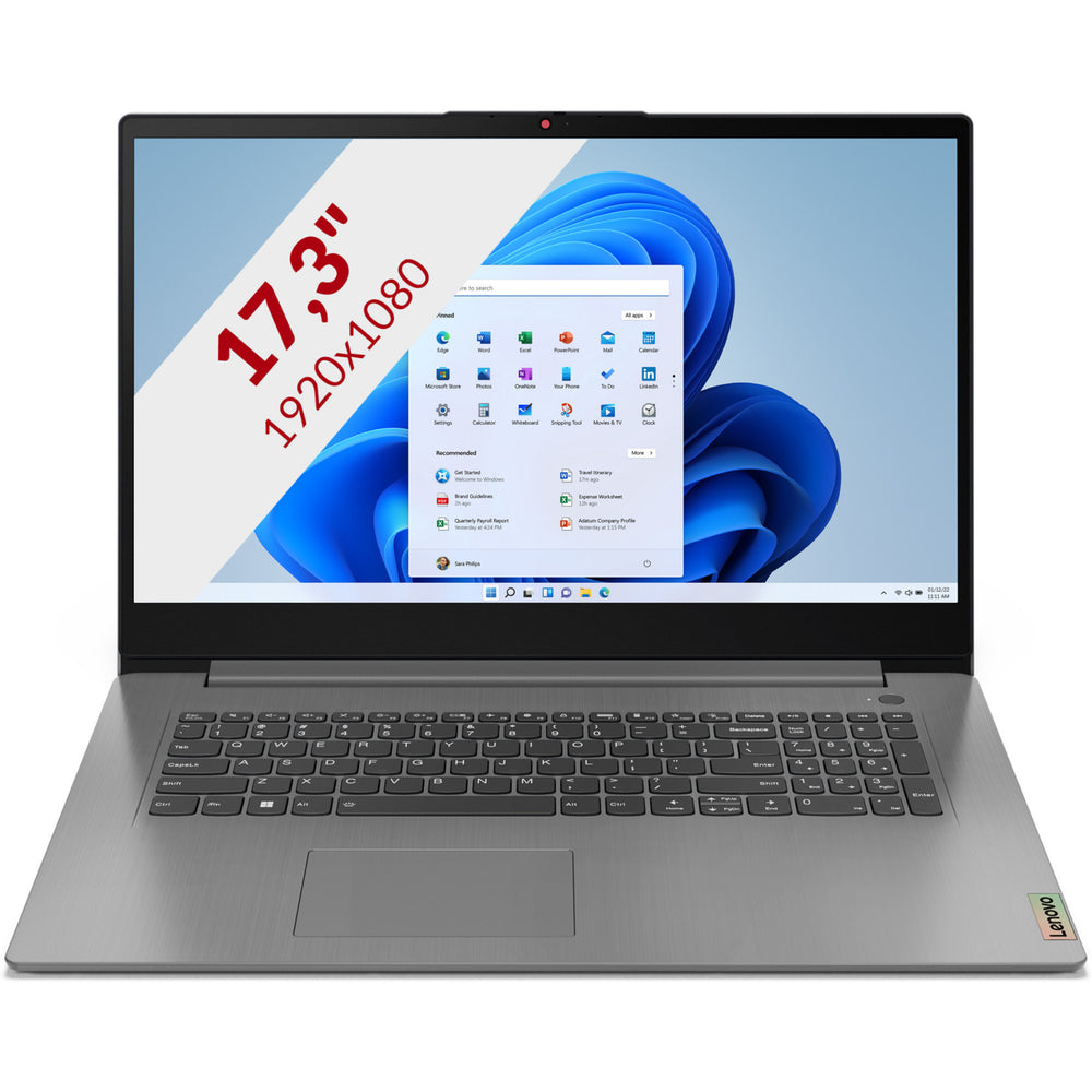 Lenovo ideapad 3 17aba7 (82rq00apmh) 17.3 laptop (grijs | r5 5625u | radeon graphics | 8 gb | 512 gb ssd)