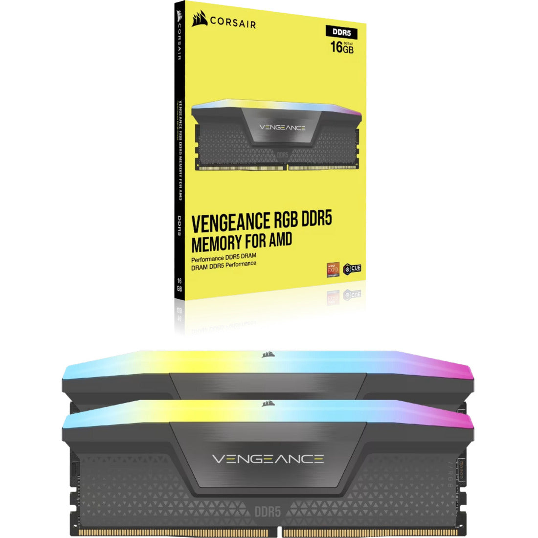 Corsair vengeance rgb 32 gb ddr5-6000 (2x 16 gb) werkgeheugen (zwart, cmh32gx5m2d6000z38, xmp, expo)