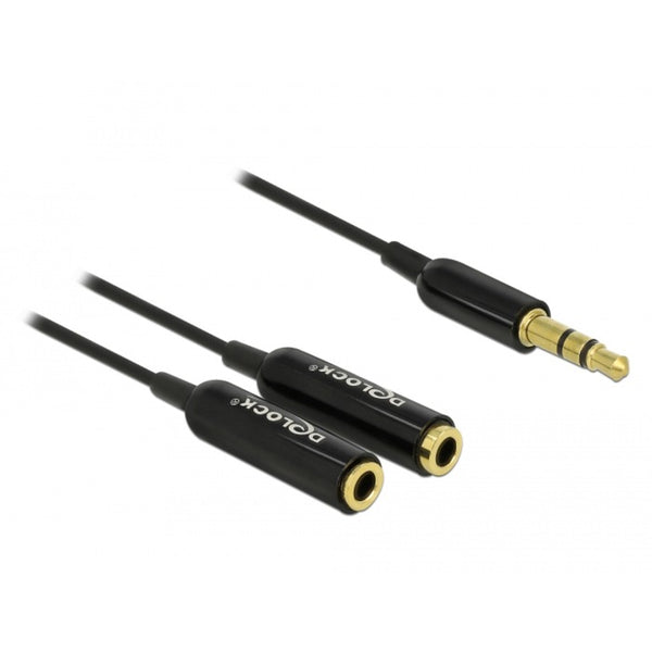 Delock cable audio splitter stereo jack male 3.5mm > 2x stereo jack female splitterkabel (zwart)