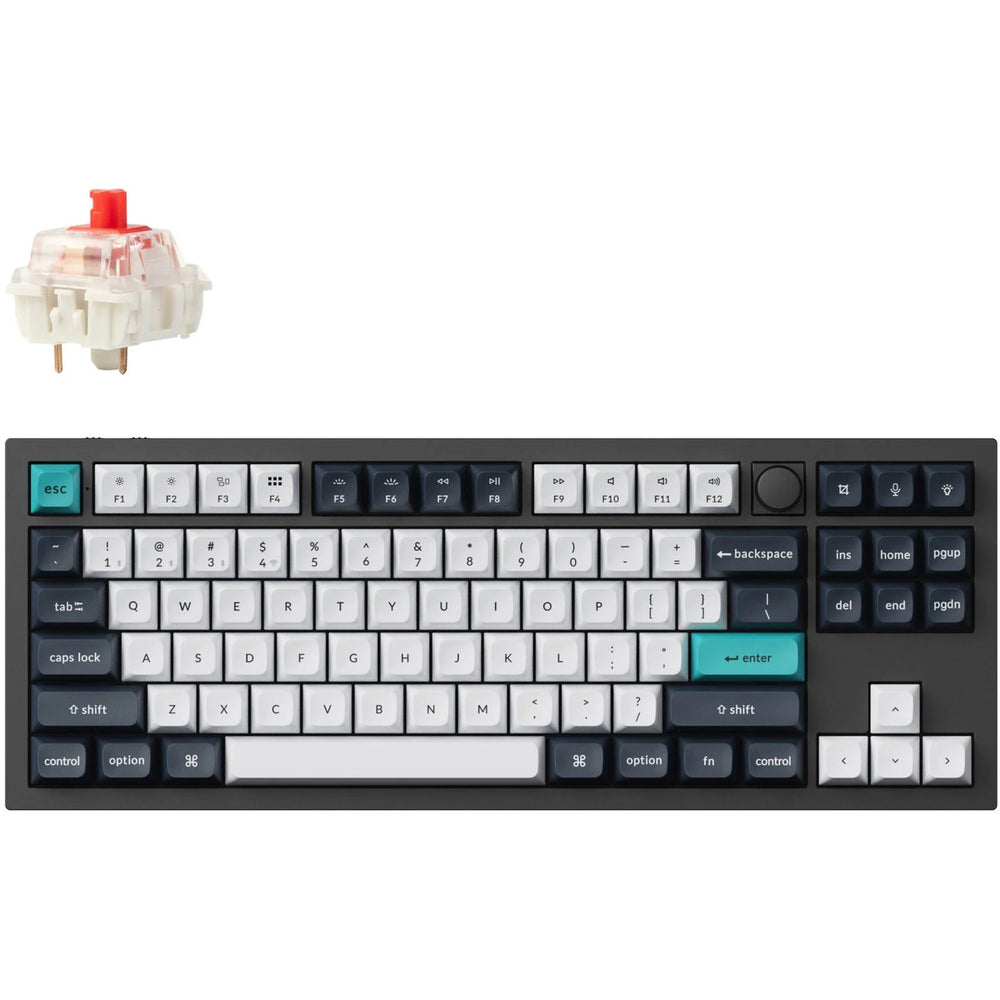 Keychron q3 max-m1 rgb mechanisch toetsenbord (zwart, us lay-out (qwerty), gateron jupiter red, 80% (tkl), rgb leds, ksa double-shot pbt, hot swap, knob, 2.4ghz | bluetooth 5.1 | usb-c)