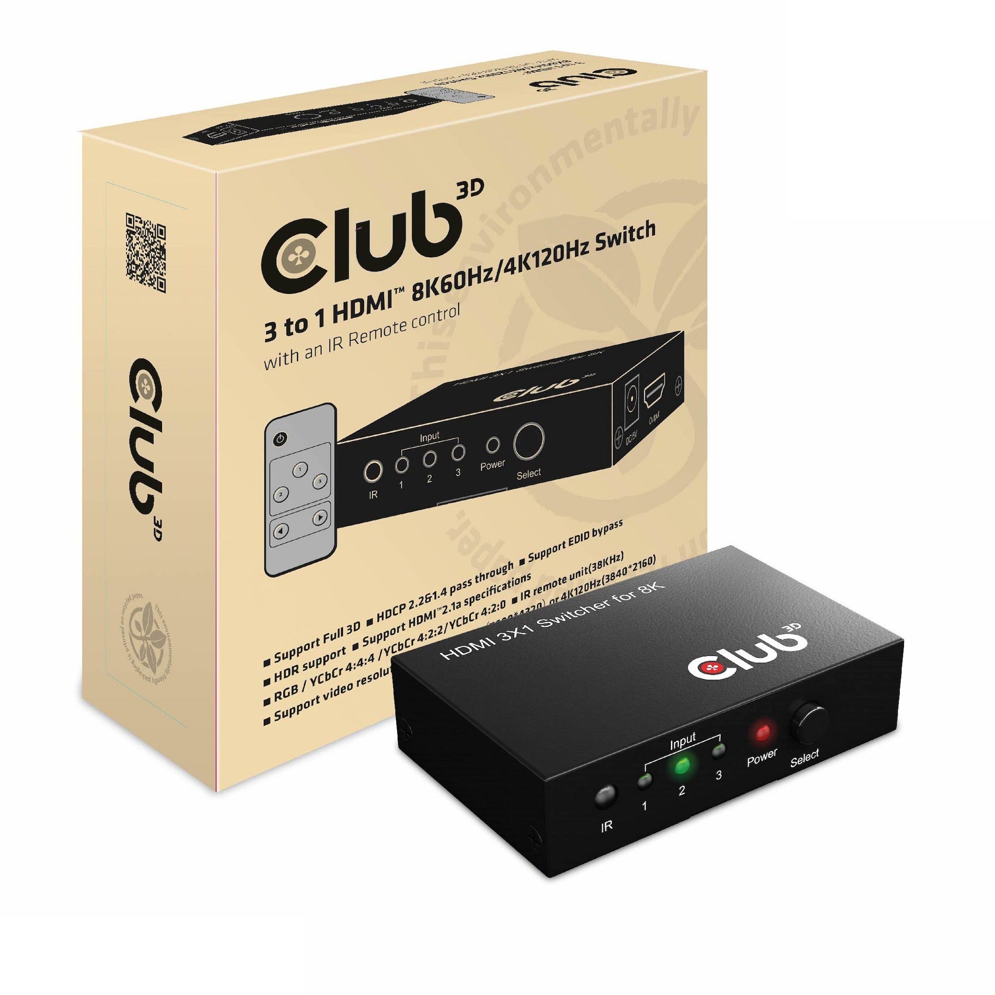 Club 3D Club 3D 3.1 HDMI-schakelaar 8K 60Hz 4K 120Hz