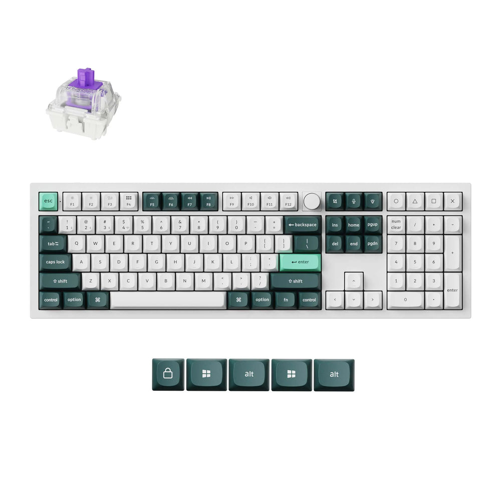 Keychron q6 he-p1 rgb mechanisch toetsenbord (wit, us lay-out (qwerty), gateron double-rail magnetic nebula, 100%, rgb, osa profile double-shot pbt keycaps, hot swap, usb-c 2.4 ghz bluetooth 5.2, knob)