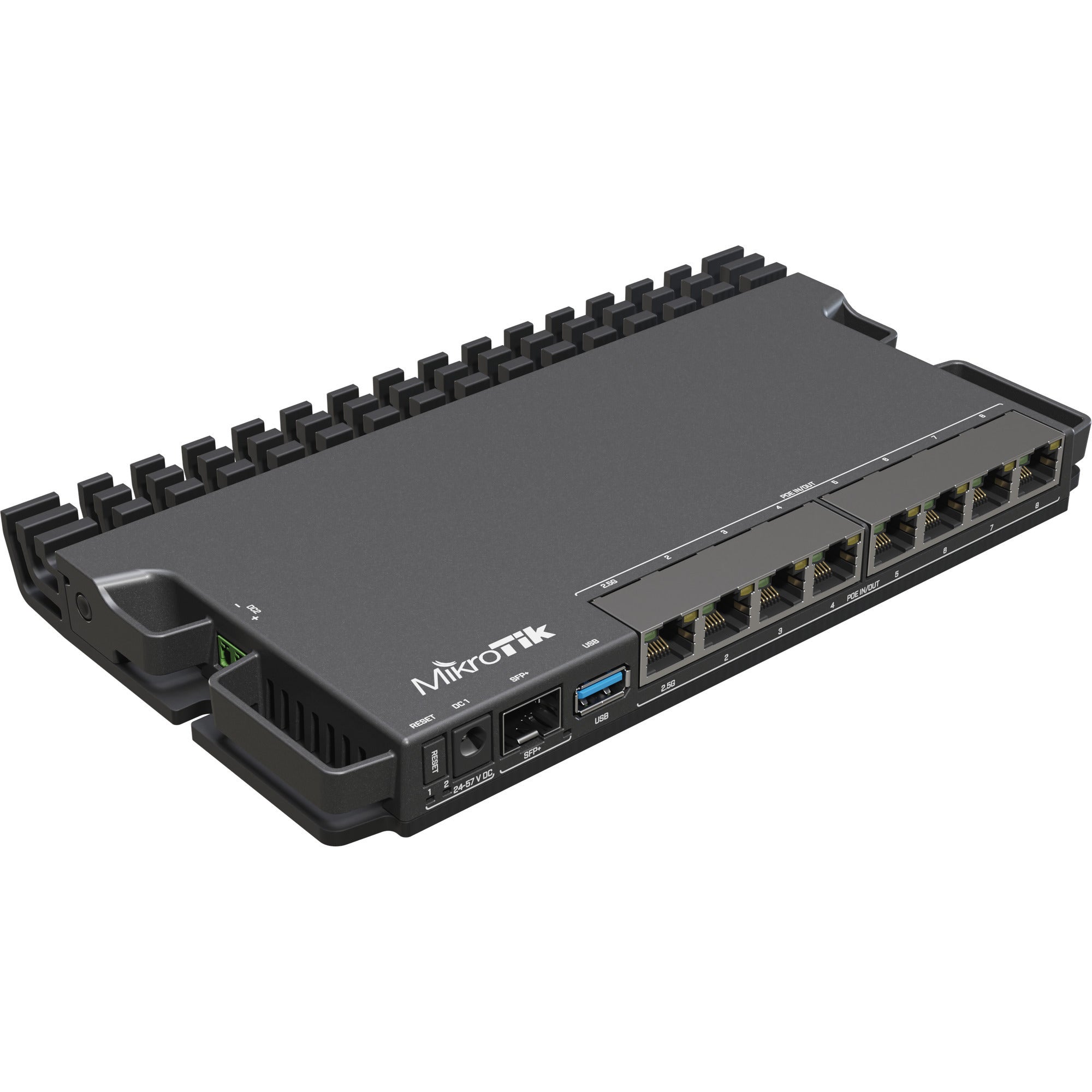 Mikrotik heavy-duty rb5009 router (rb5009upr+s+in) (zwart, marvell armada 7040 cpu, poe, sfp+)