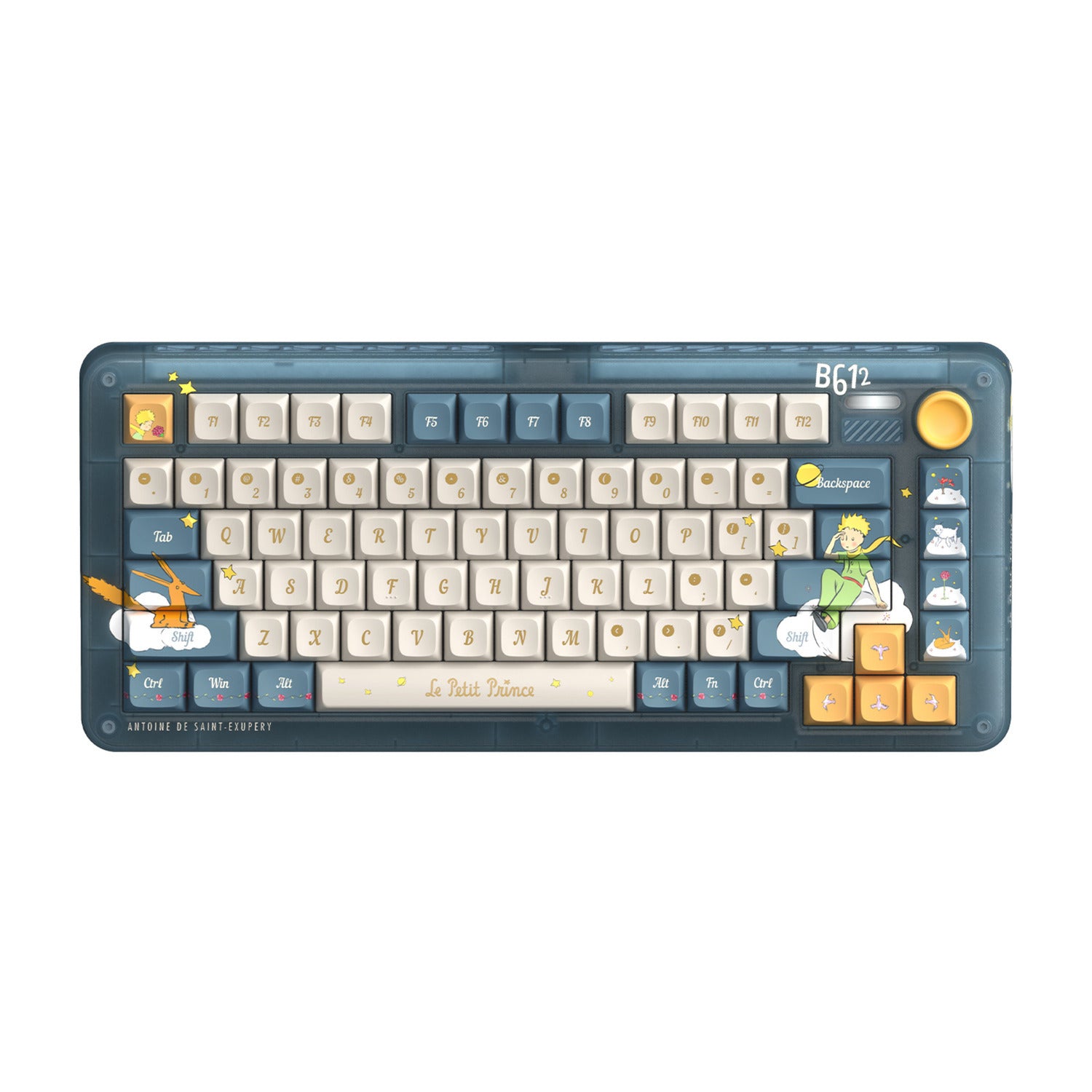 Iqunix zx75 sky encounter wireless mechanical keyboard, gaming toetsenbord (blauw wit, us lay-out, iqunix silent rose, rgb leds, 75%, hot-swappable, double-shot pbt, 2.4ghz | bluetooth 5.1 | usb-c)