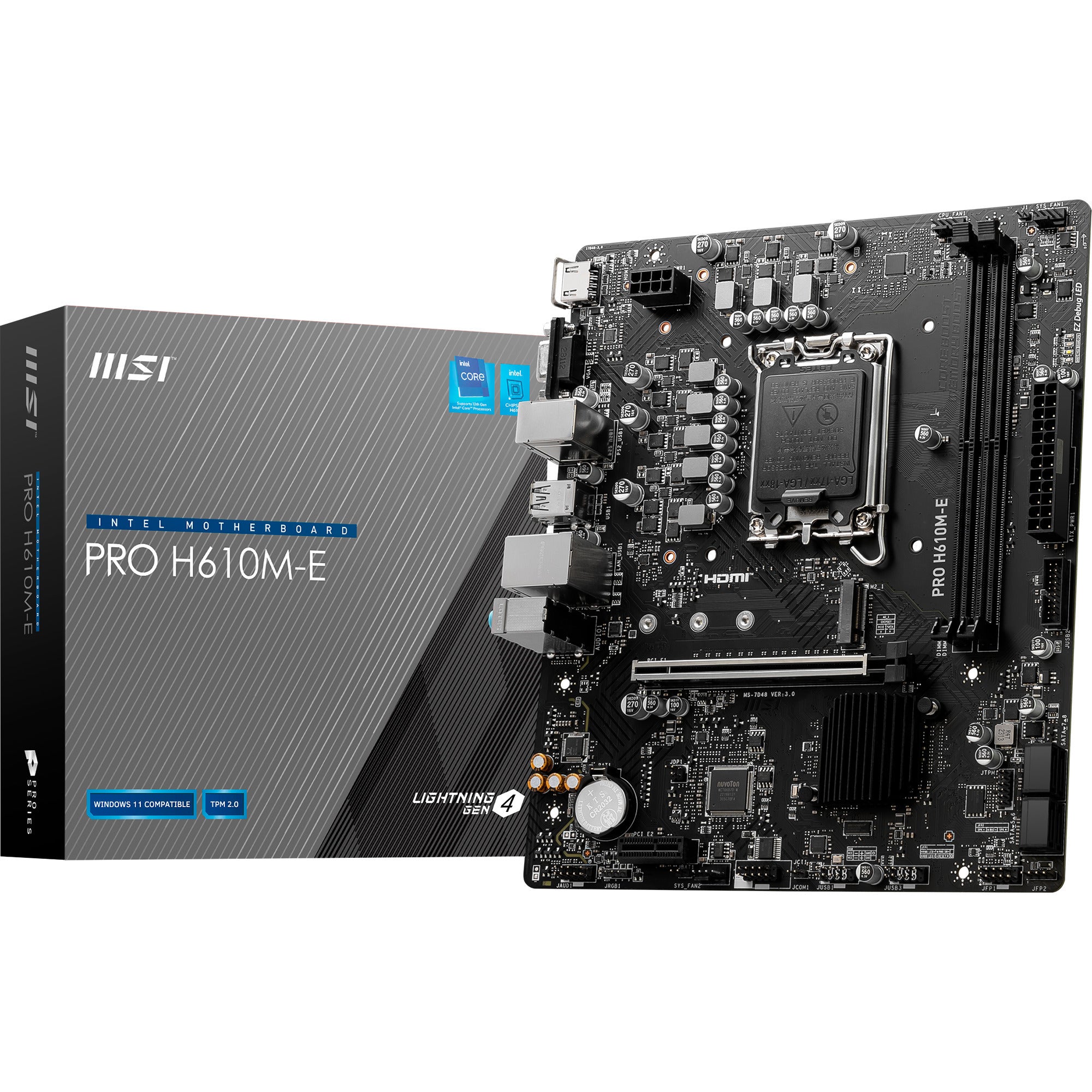 Msi pro h610m-e socket 1700 moederbord (gb-lan, sound, µatx)