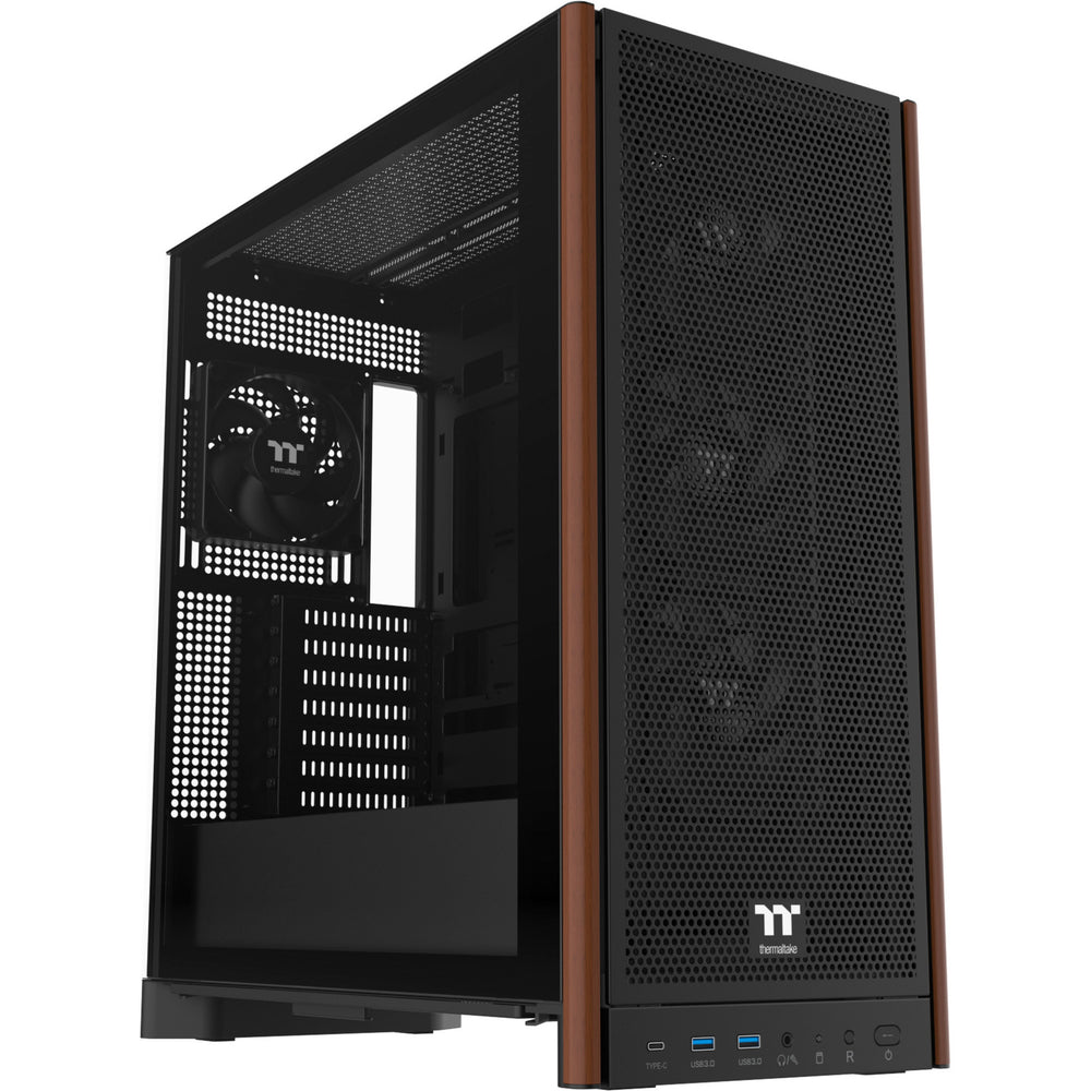 Thermaltake s370 ws midi tower behuizing (zwart | 2x usb-a | 1x usb-c | tempered glass)