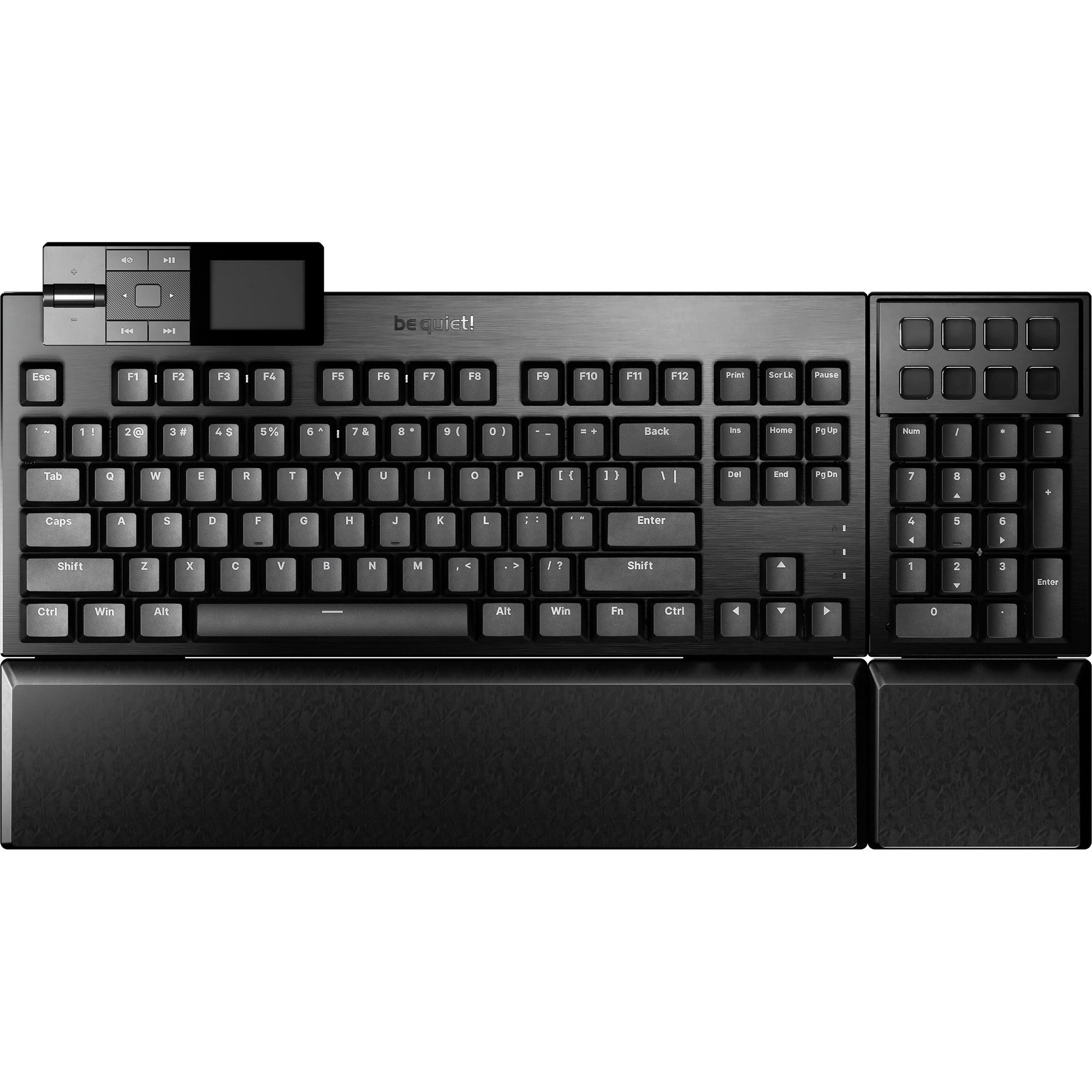 Be quiet! dark mount silent tactile rgb mechanisch gaming toetsenbord (zwart, us lay-out (qwerty), silent tactile, 100%, argb, pbt double-shot keycaps, media dock)