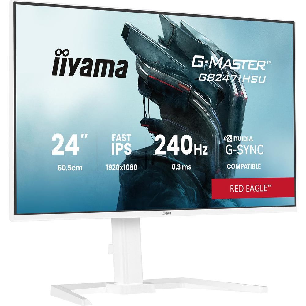 Iiyama g-master red eagle gb2471hsu-w1 23.8 gaming monitor (wit (mat), 2x hdmi, displayport, usb-a, usb-c, 240 hz)