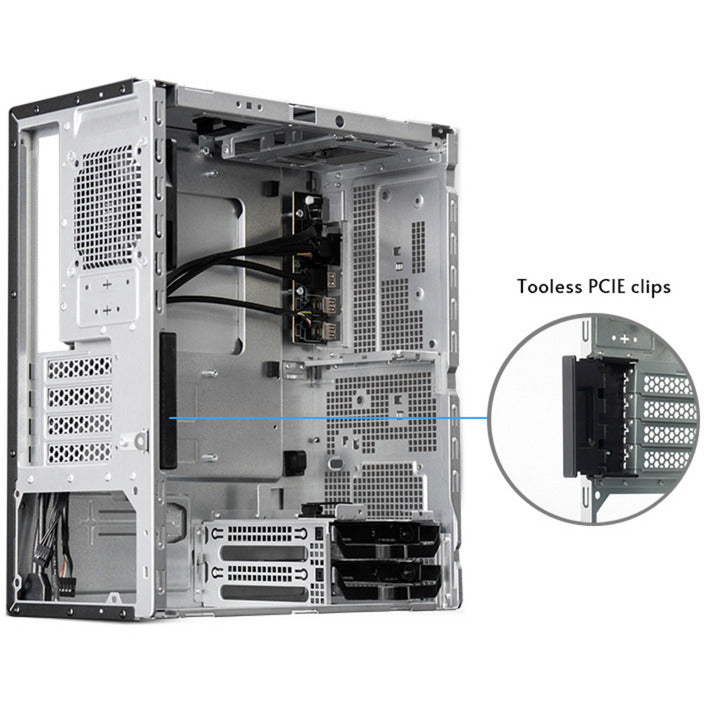 Chieftec uni bs-20b-op mini tower behuizing (zwart | 3x usb-a | 1x usb-c)