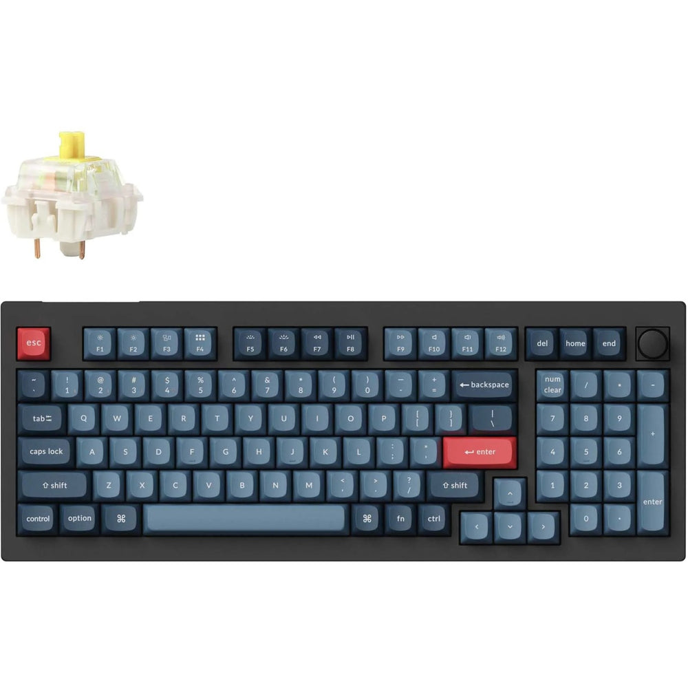 Keychron v5 max-d4 rgb mechanisch toetsenbord (zwart, us lay-out (qwerty), gateron jupiter banana, 96%, rgb leds, double-shot pbt, hot swap, 2.4 | bluetooth | usb-c, knob)