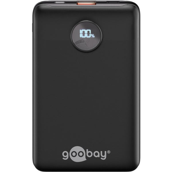 Goobay powerbank compact 10.000 mah (zwart, 10 ah, 1x usb-a, 1x usb-c, power delivery, quick charge)