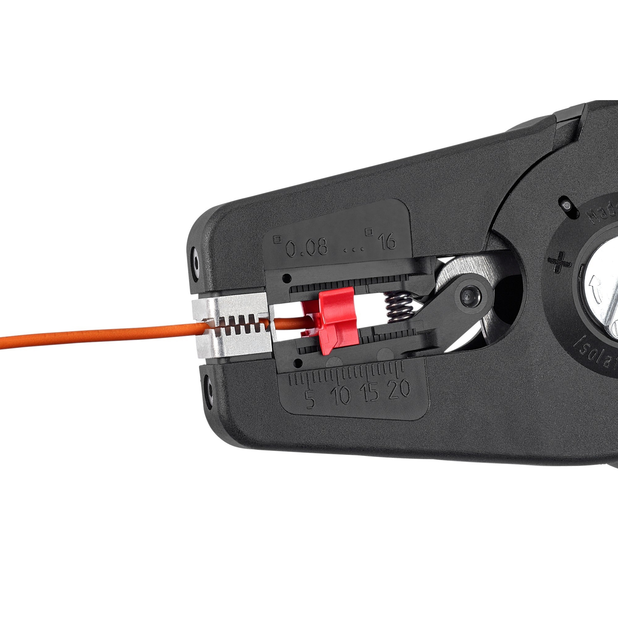 Knipex precistrip16 automatische afstriptang (zwart rood, geïntegreerde draadsnijder)