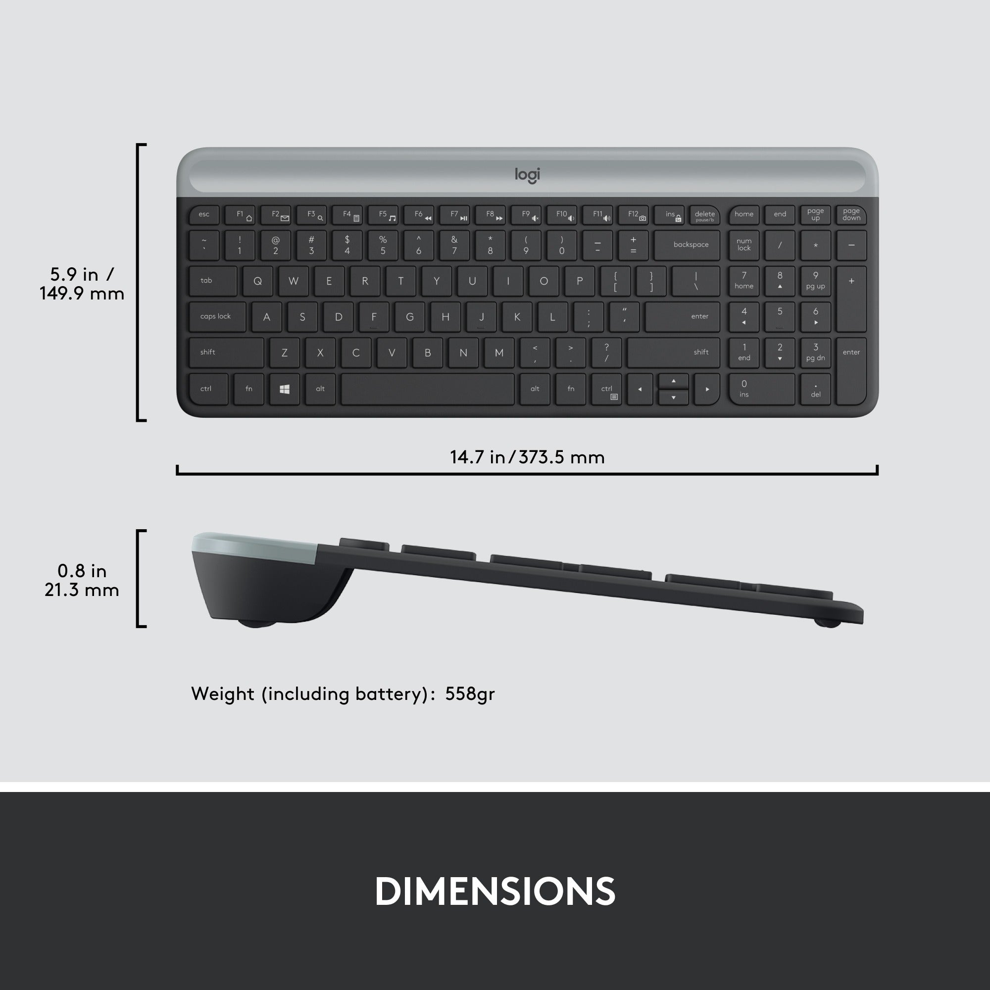 Logitech mk470 slim draadloze desktopset (zwart, us-international lay-out (qwerty), scissor switches, 100%, 1000 dpi)
