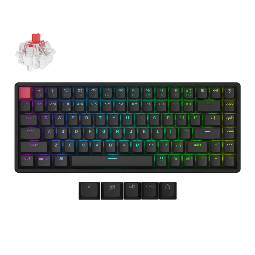 Keychron k2 qmk-c1 rgb mechanisch toetsenbord (zwart, us lay-out (qwerty), super red, 75%, rgb, cherry double-shot pbt, bluetooth 5.2 | usb-c)