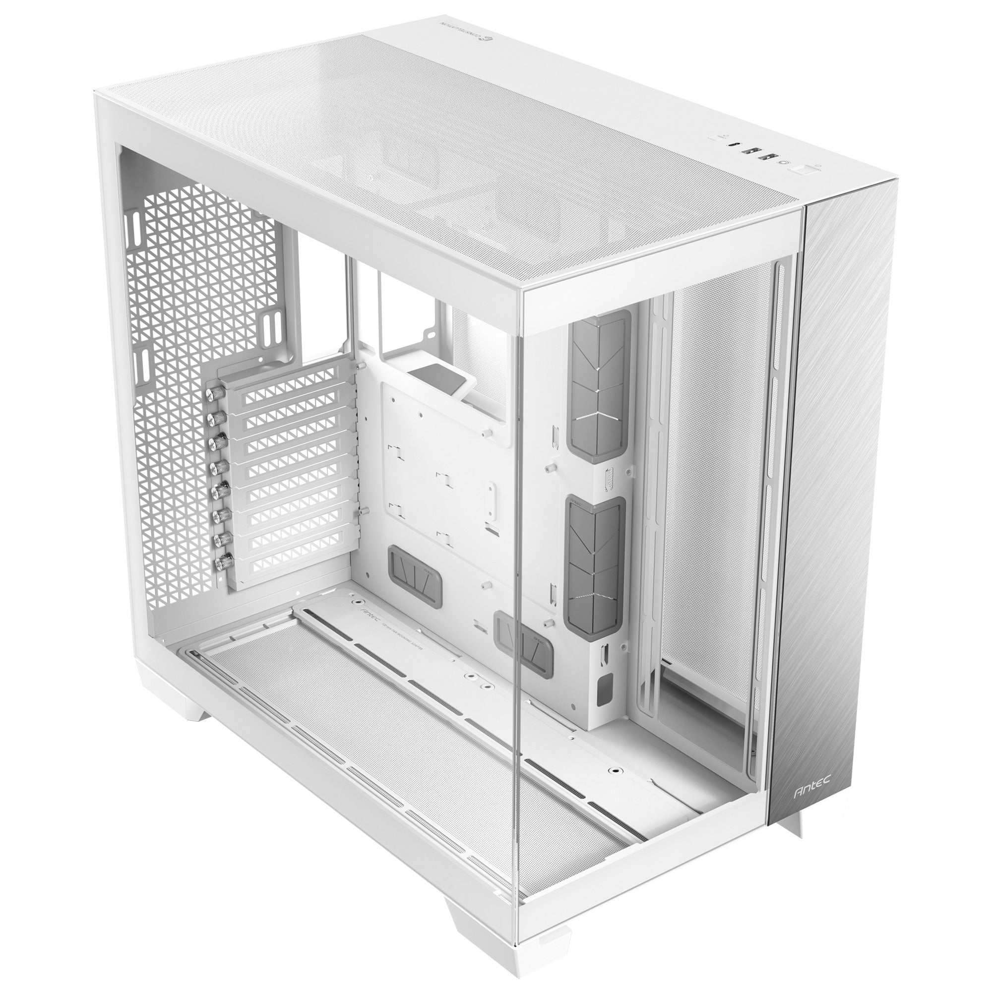 Antec c8 aluminum midi tower behuizing (wit zilver | 2x usb-a | 1x usb-c | tempered glass)