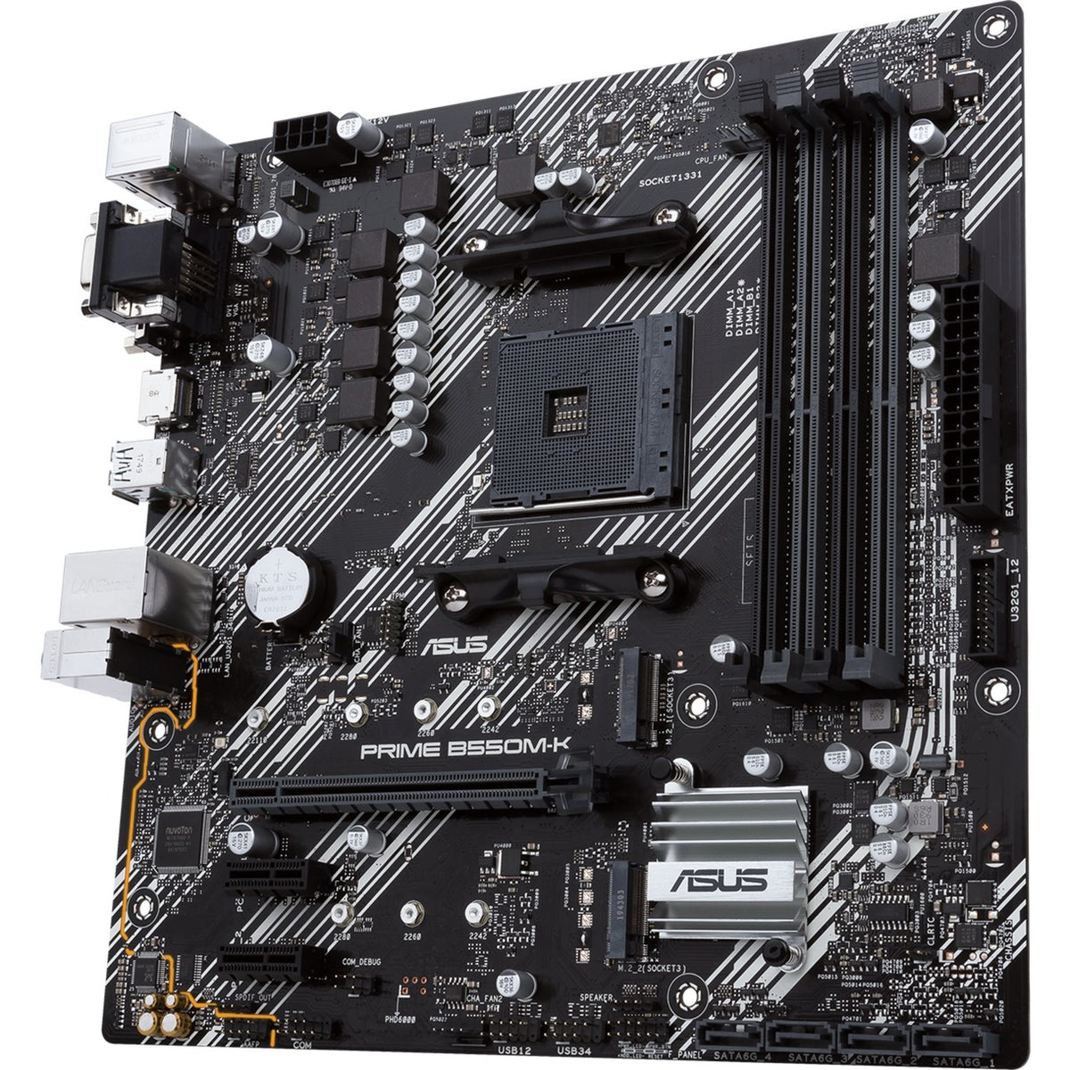 Asus Prime B550M-K Socket AM4 Motherboard (black white, RAID, Gb LAN, sound, mATX)