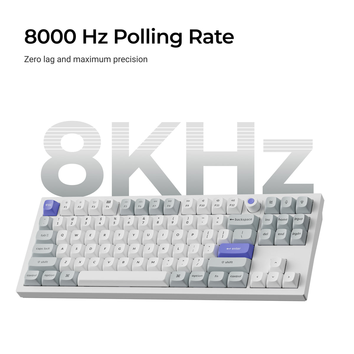 Keychron q3 he 8k magnetic switch keyboard (zwart, us lay-out (qwerty), ultra-fast lime, 80% (tkl), rgb, hot swap, 8k)