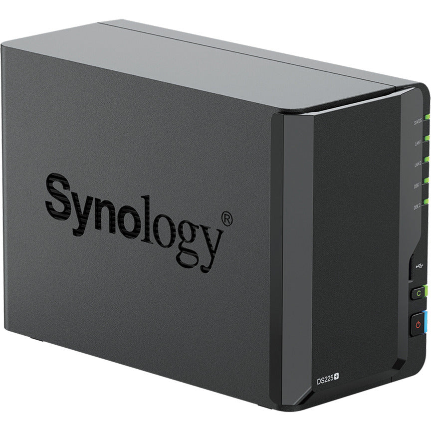 Synology diskstation ds225+ nas (zwart, 1x 1gbe lan, 1x 2.5gbe lan, 2x usb 3.2 gen 1)