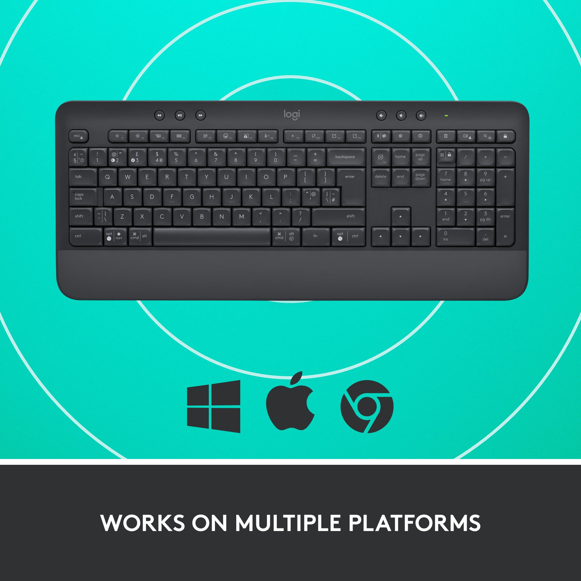 Logitech signature k650 wireless comfort toetsenbord (grafiet, us-international lay-out (qwerty), 100%)