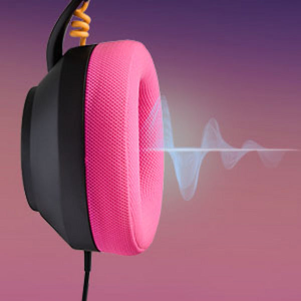 Powera lucidsound ls10 bedrade gamingheadset - middernachtelijke branding over-ear gaming headset (zwart roze, playstation 5, playstation 4, xbox series x|s, xbox one, pc, mobiel)